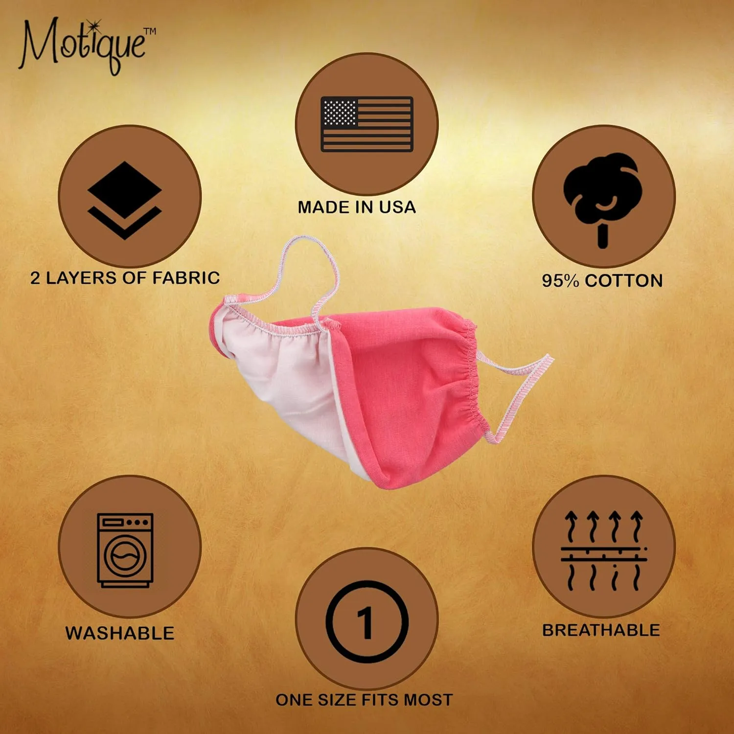 2 Ply Face Mask MADE IN USA Cotton Pink Washable Masks and Neck Gaiter Matching Set