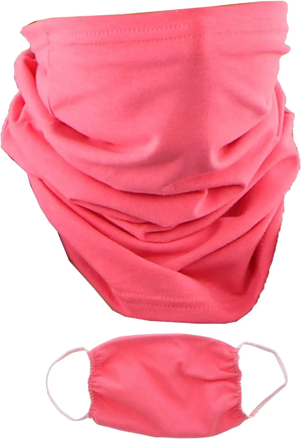 2 Ply Face Mask MADE IN USA Cotton Pink Washable Masks and Neck Gaiter Matching Set
