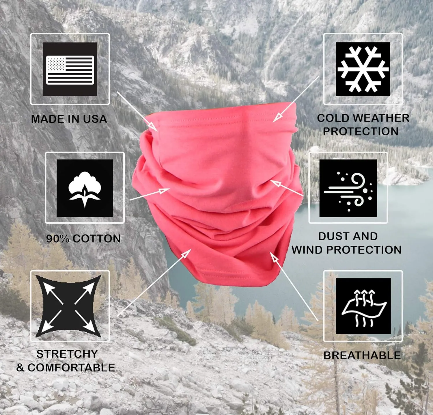 2 Ply Face Mask MADE IN USA Cotton Pink Washable Masks and Neck Gaiter Matching Set