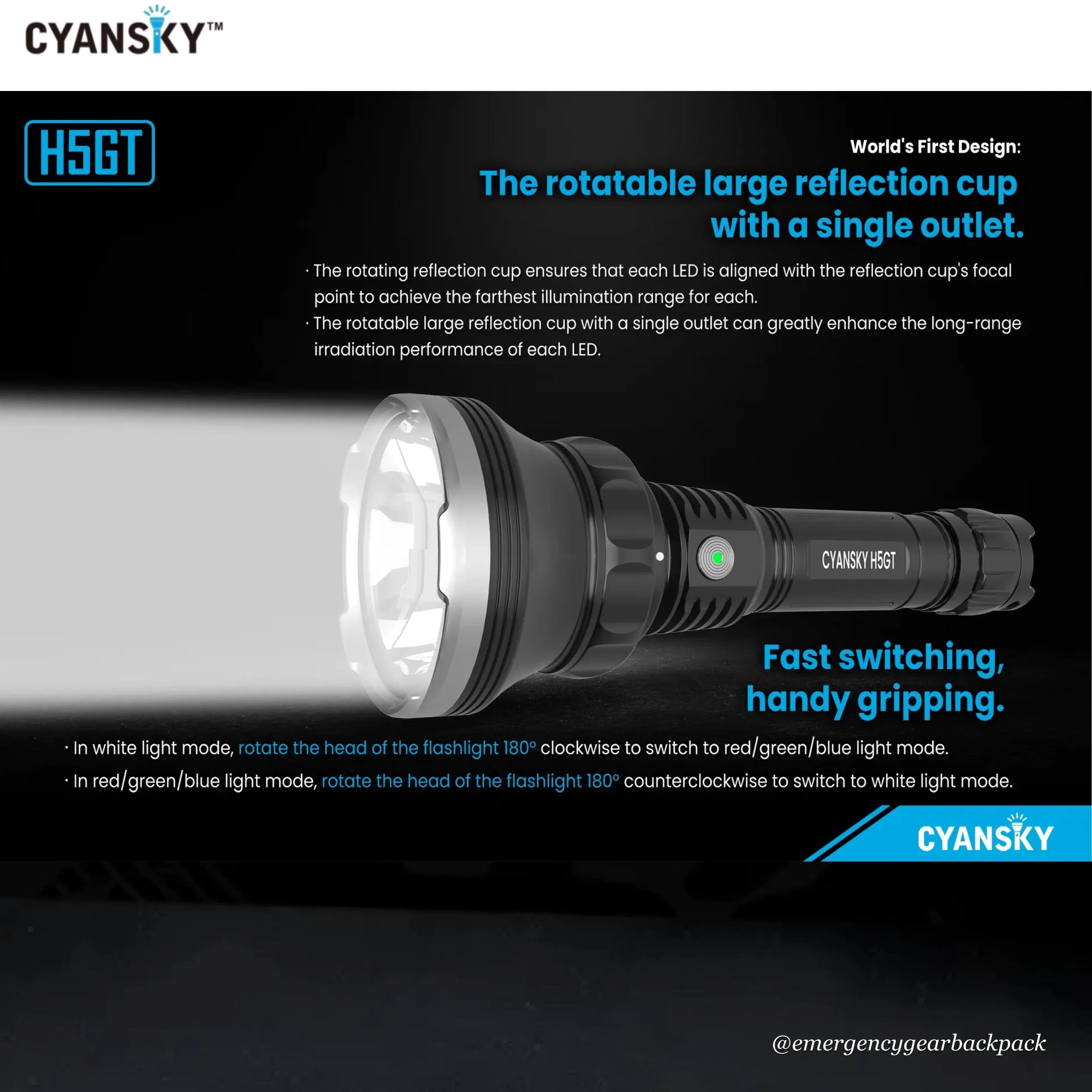 Cyansky H5GT Dual-light source Searchlight