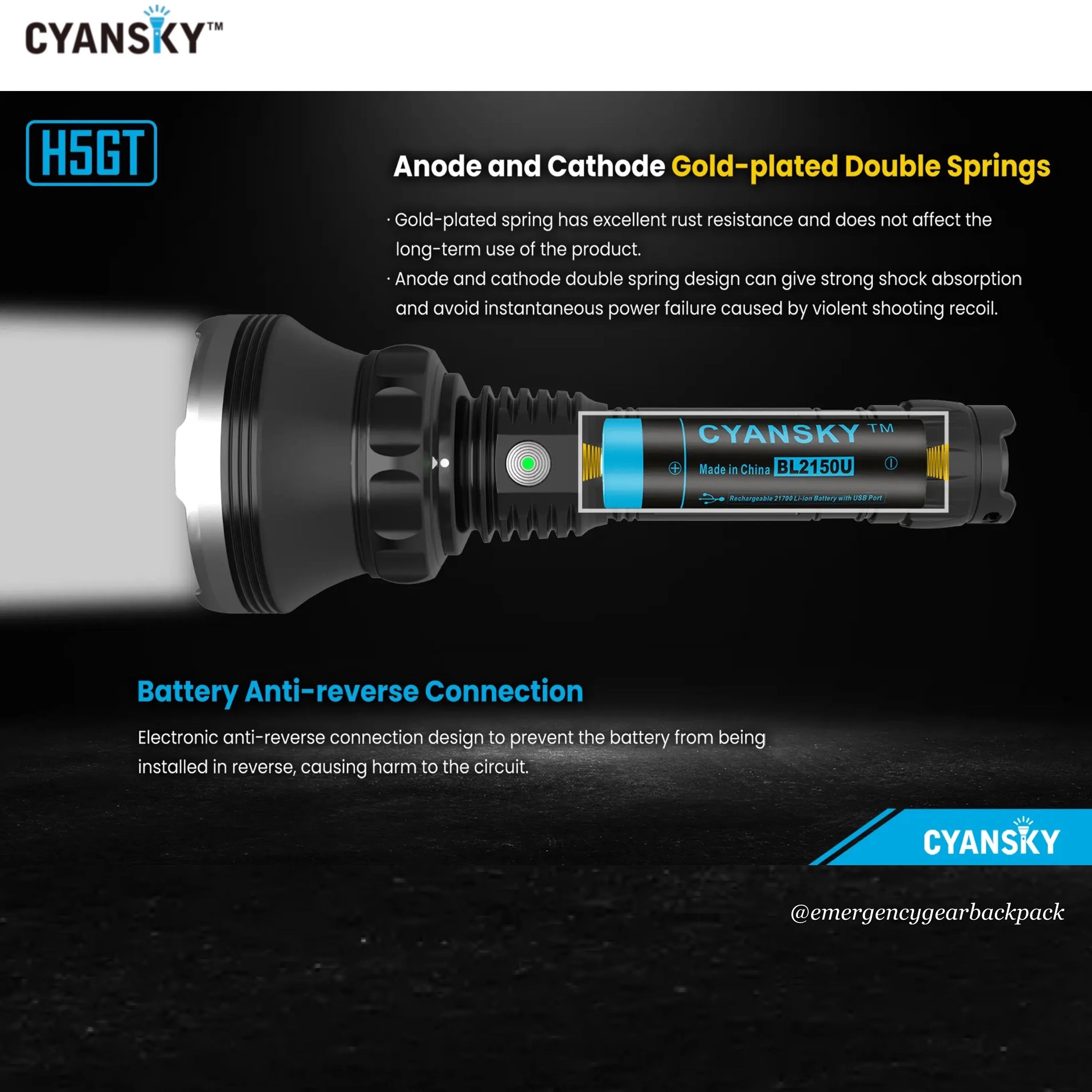 Cyansky H5GT Dual-light source Searchlight