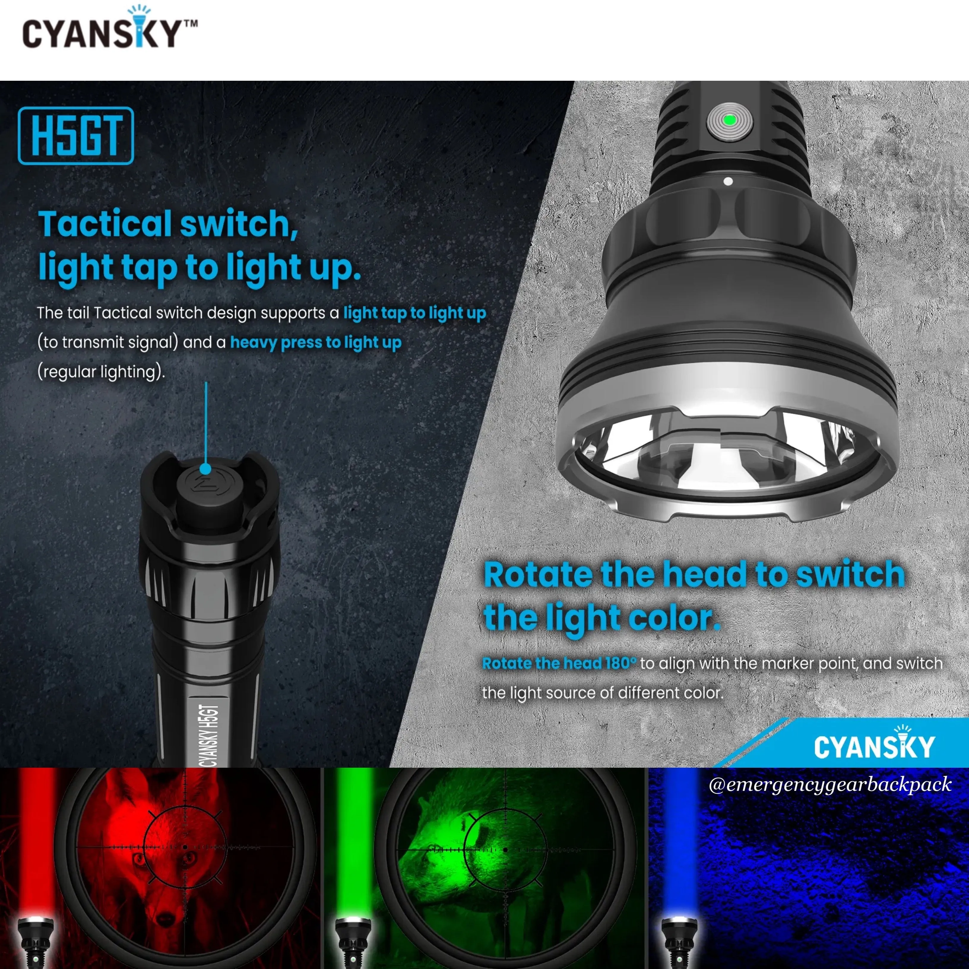 Cyansky H5GT Dual-light source Searchlight