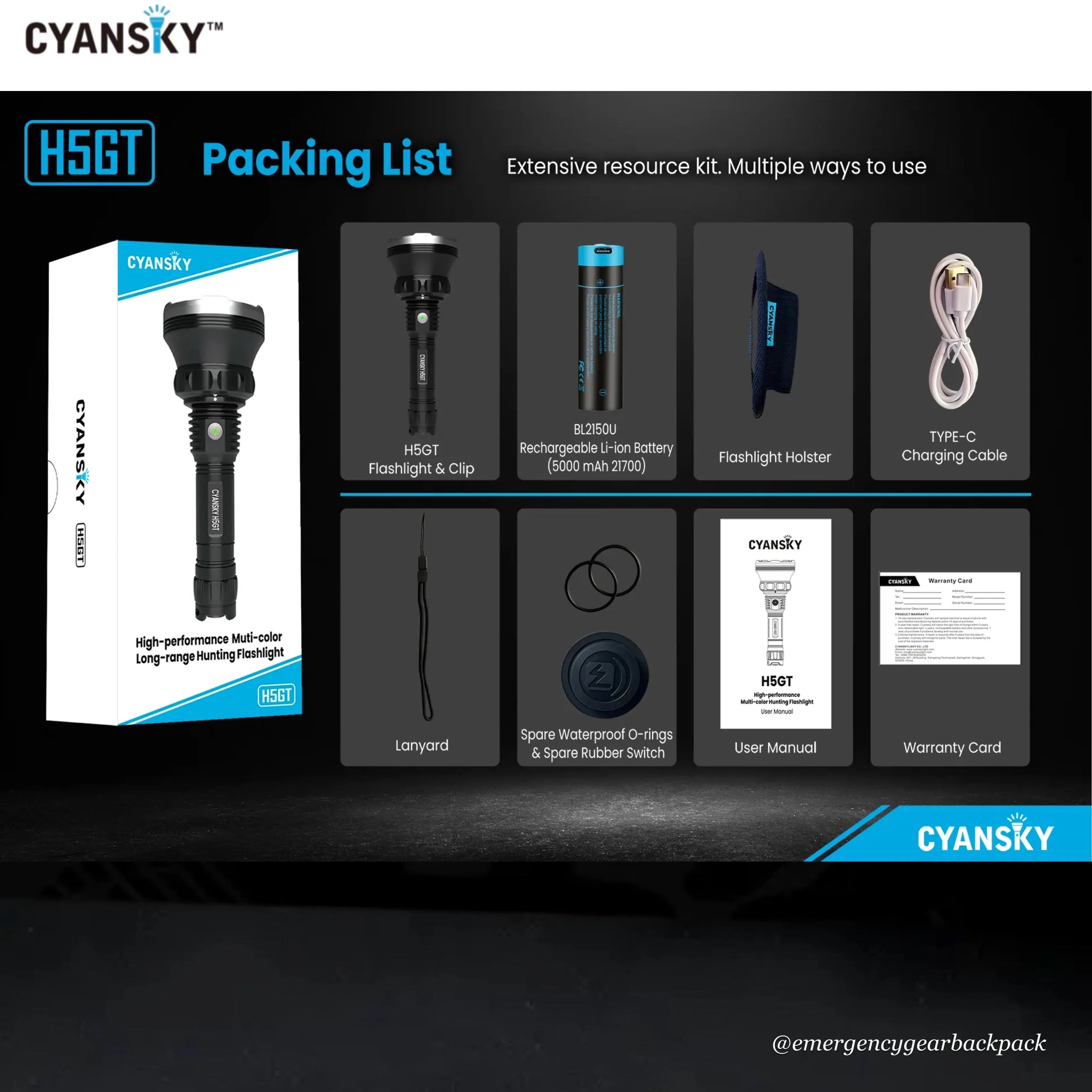 Cyansky H5GT Dual-light source Searchlight