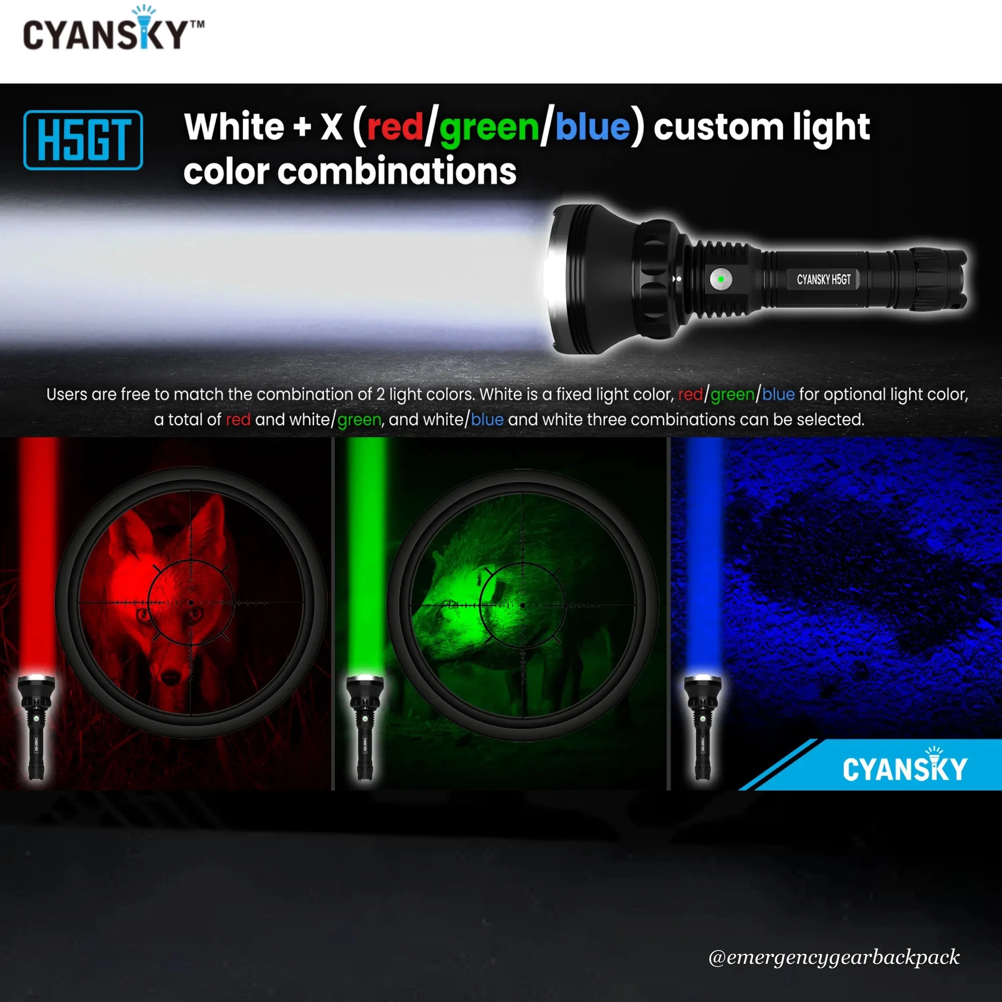 Cyansky H5GT Dual-light source Searchlight