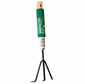 Green Blade Hand Rake with Cushion Grip Wooden Handle