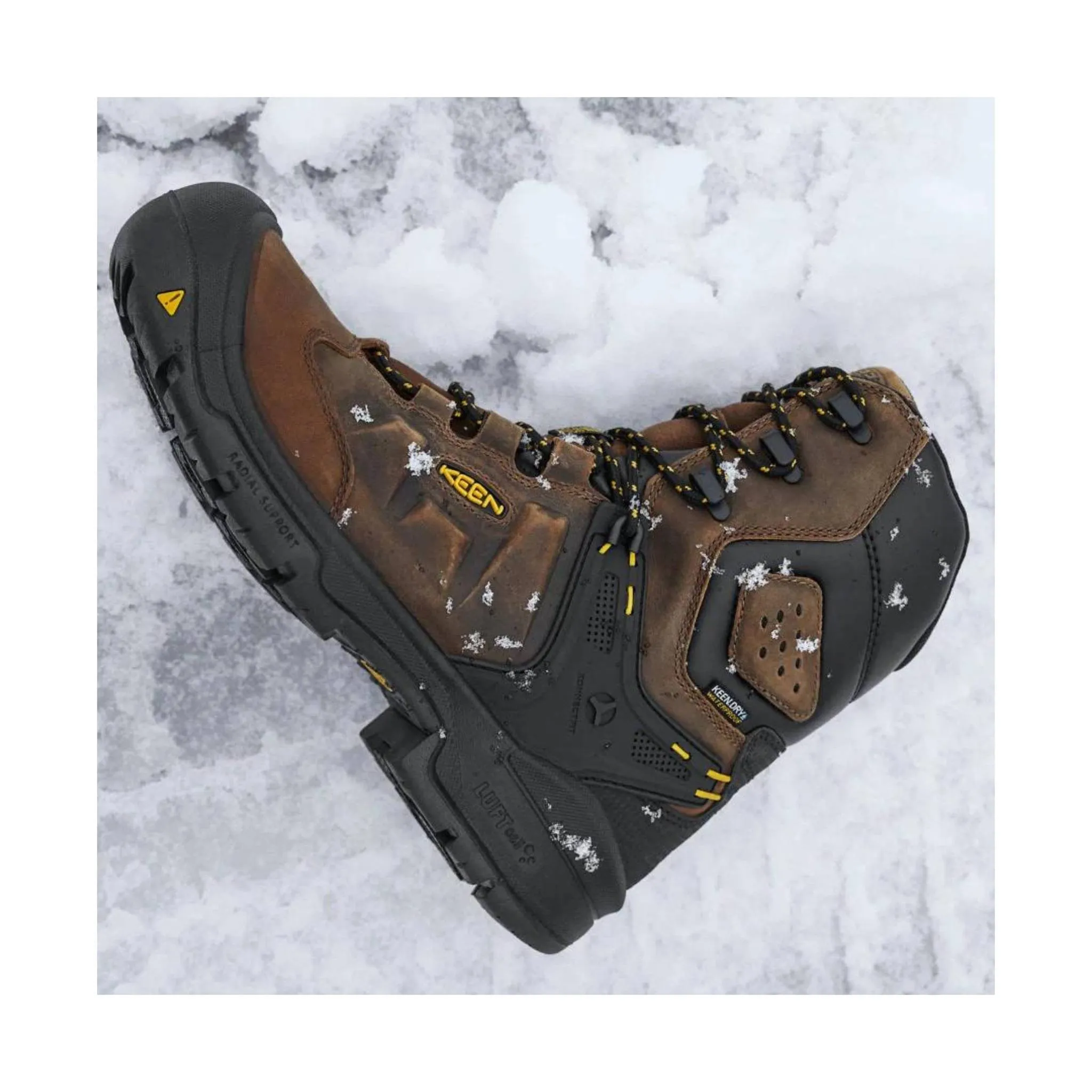 KEEN Utility Men's Dover 8 Inch Insulated Waterproof Carbon Fiber Toe Work Boot - Dark Earth/Black