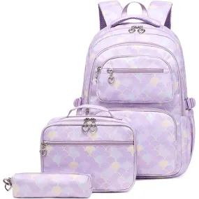 Kids Backpack With Lunch Box School Backpacks - Black Blue Pink Book Bags For Girls Ergonomic Backpacks Kit Durable School Bag Set BookBag