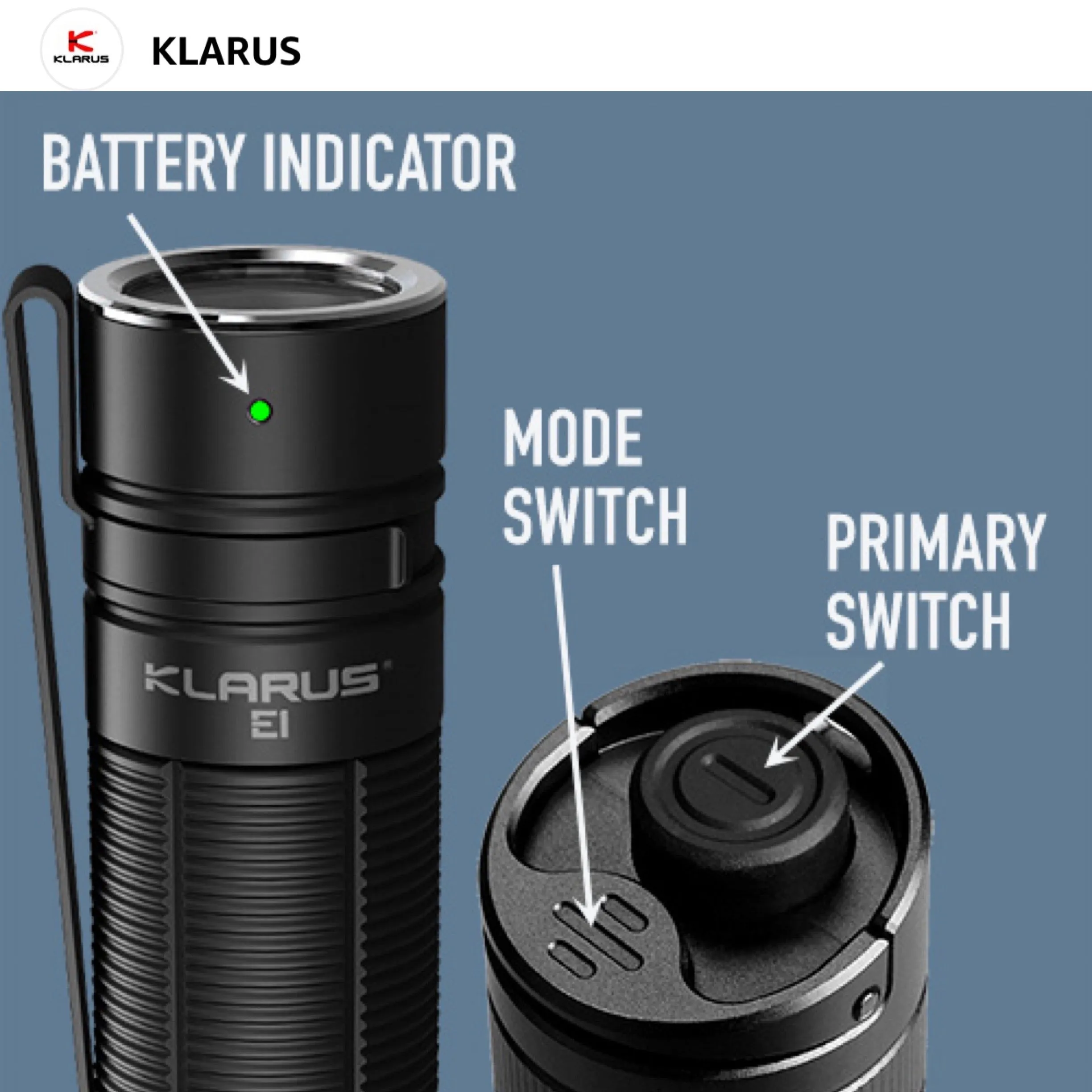 Klarus E1 1000 Lumens 9025CD 190M