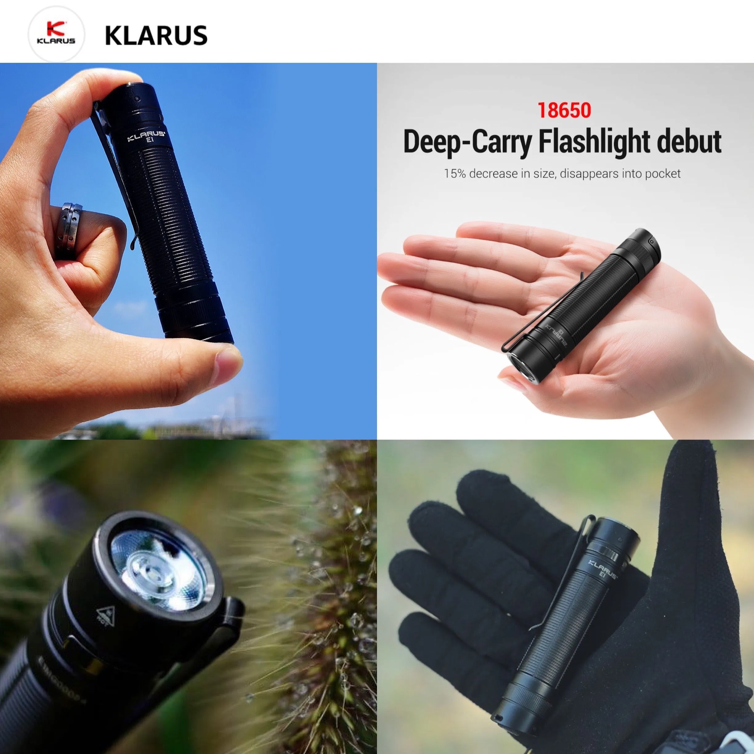 Klarus E1 1000 Lumens 9025CD 190M