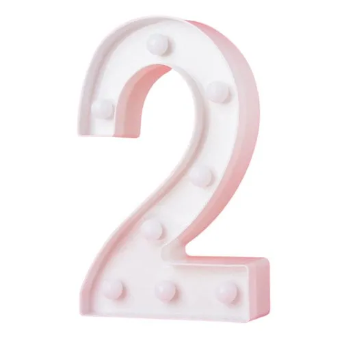 LED Light Up Number 2 White 22cm