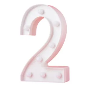 LED Light Up Number 2 White 22cm