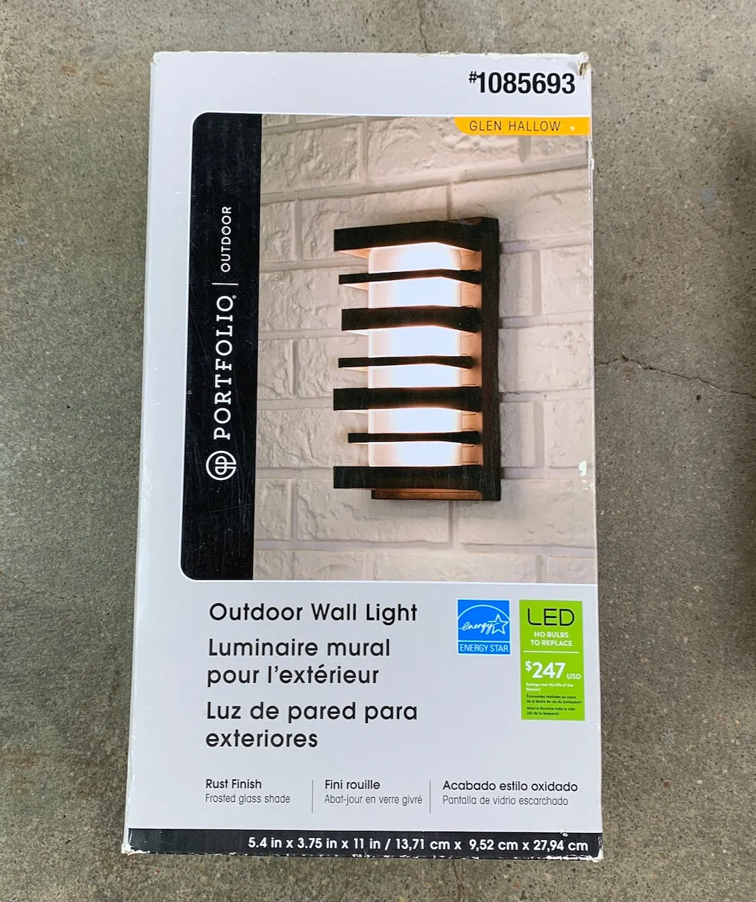 Portfolio Outdoor Wall Light, Glen Hallow, Black and White