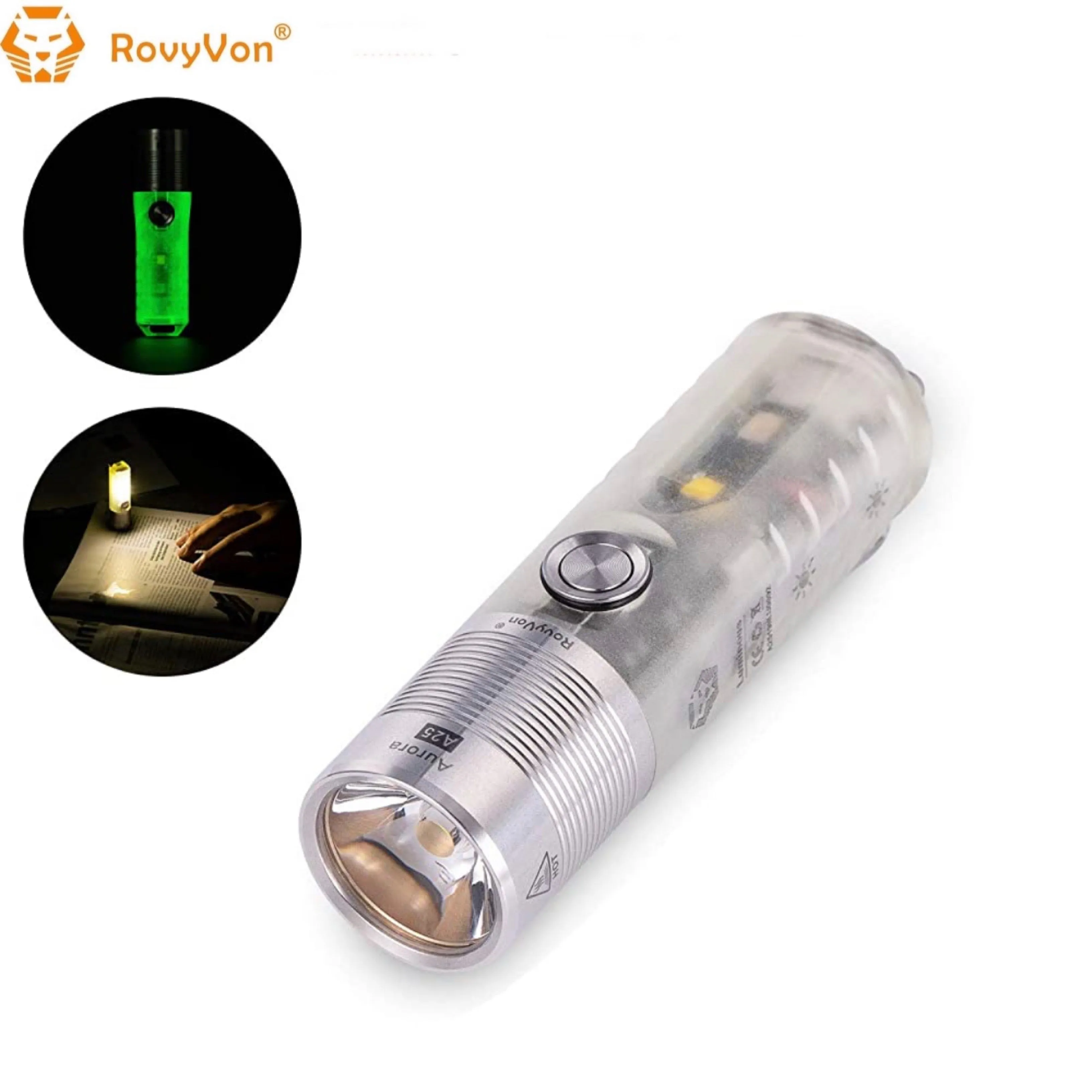 RovyVon Aurora A25 White/UV Green GITD 1000 Lumens EDC Keychain Flashlight