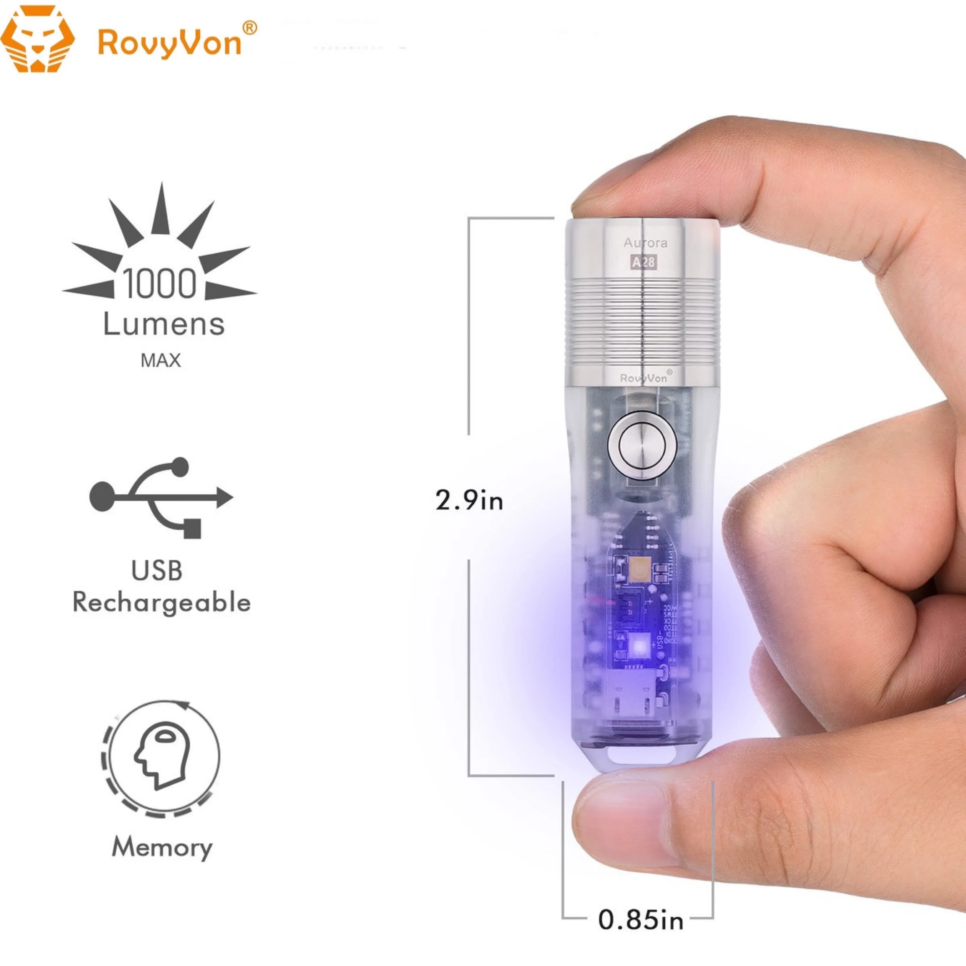 RovyVon Aurora A28 1000LMS Multipurpose EDC Keychain Flashlight