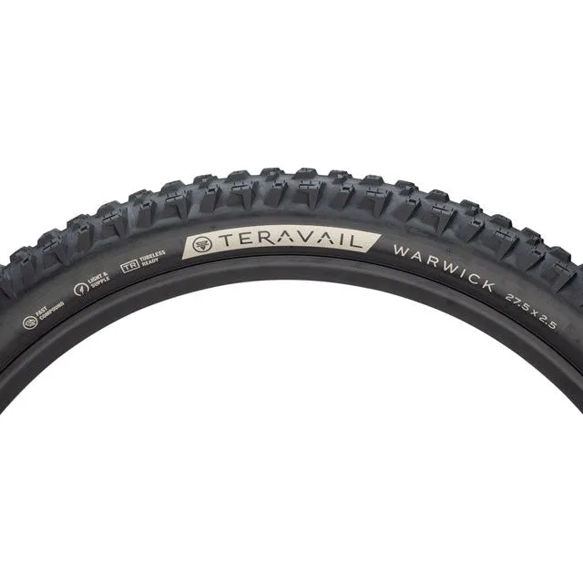Terravail Warwick Mountain Bike Tire - 27.5 x 2.5, Tubeless, Light and Supple, Fast Compound