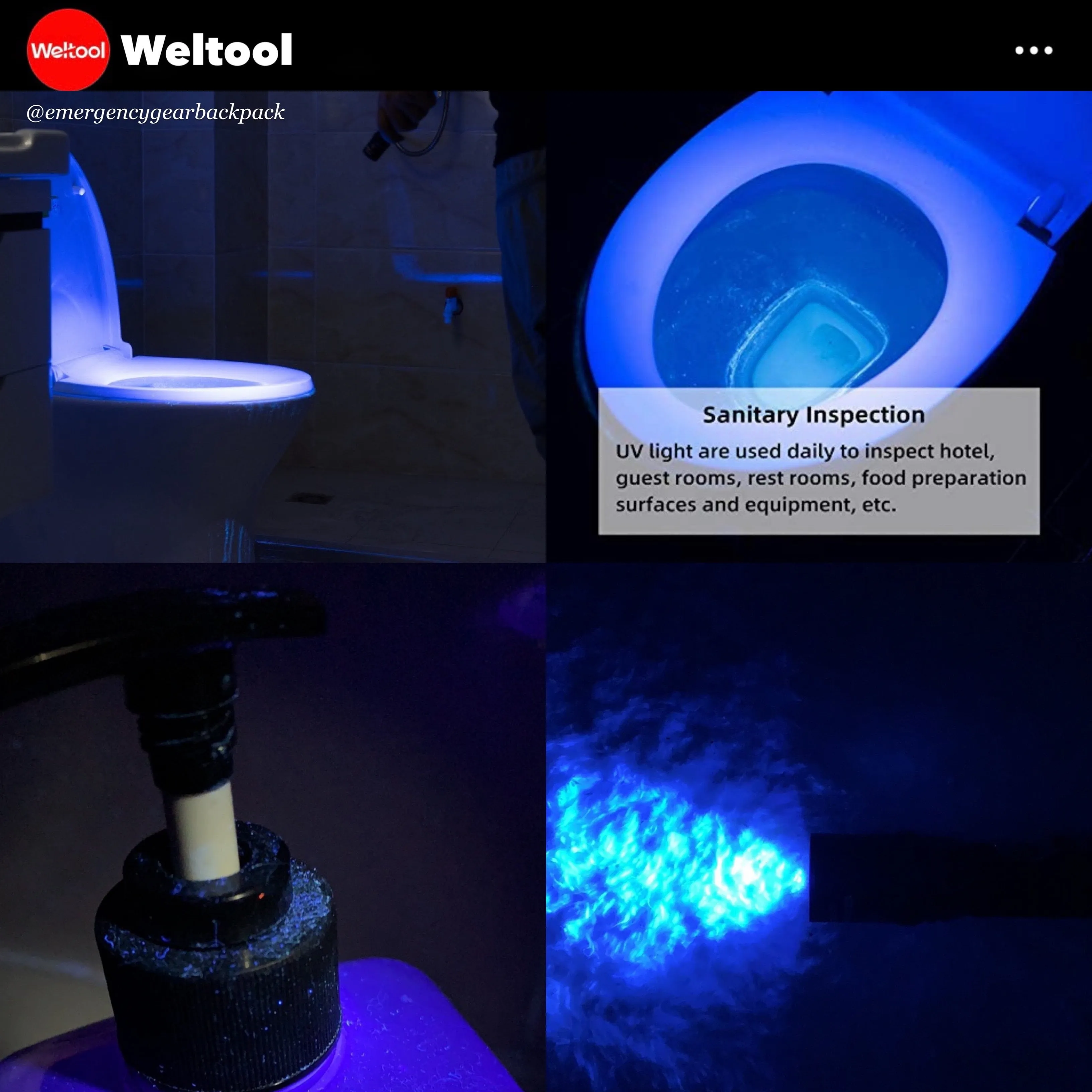Weltool M2-BF UV 365nm Professional Black Light LED Flashlight
