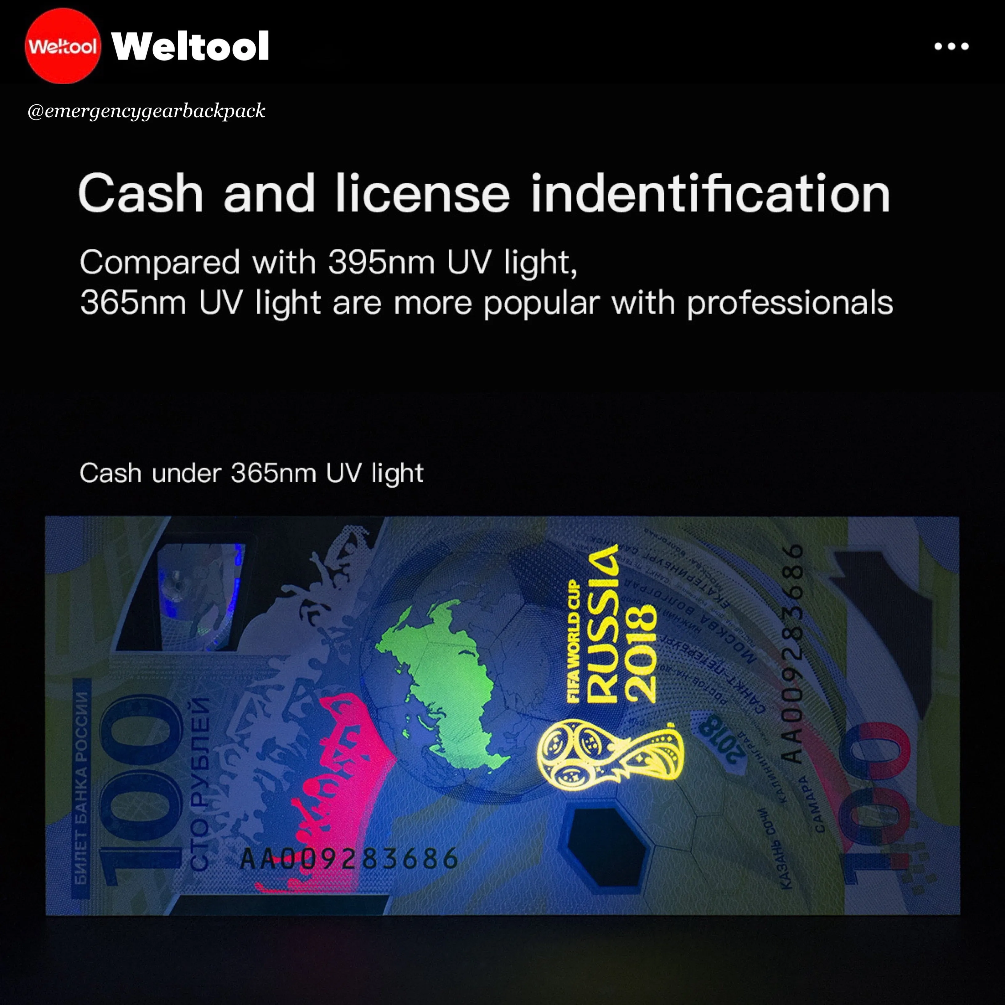 Weltool M4-365  Professional UV Flashlight